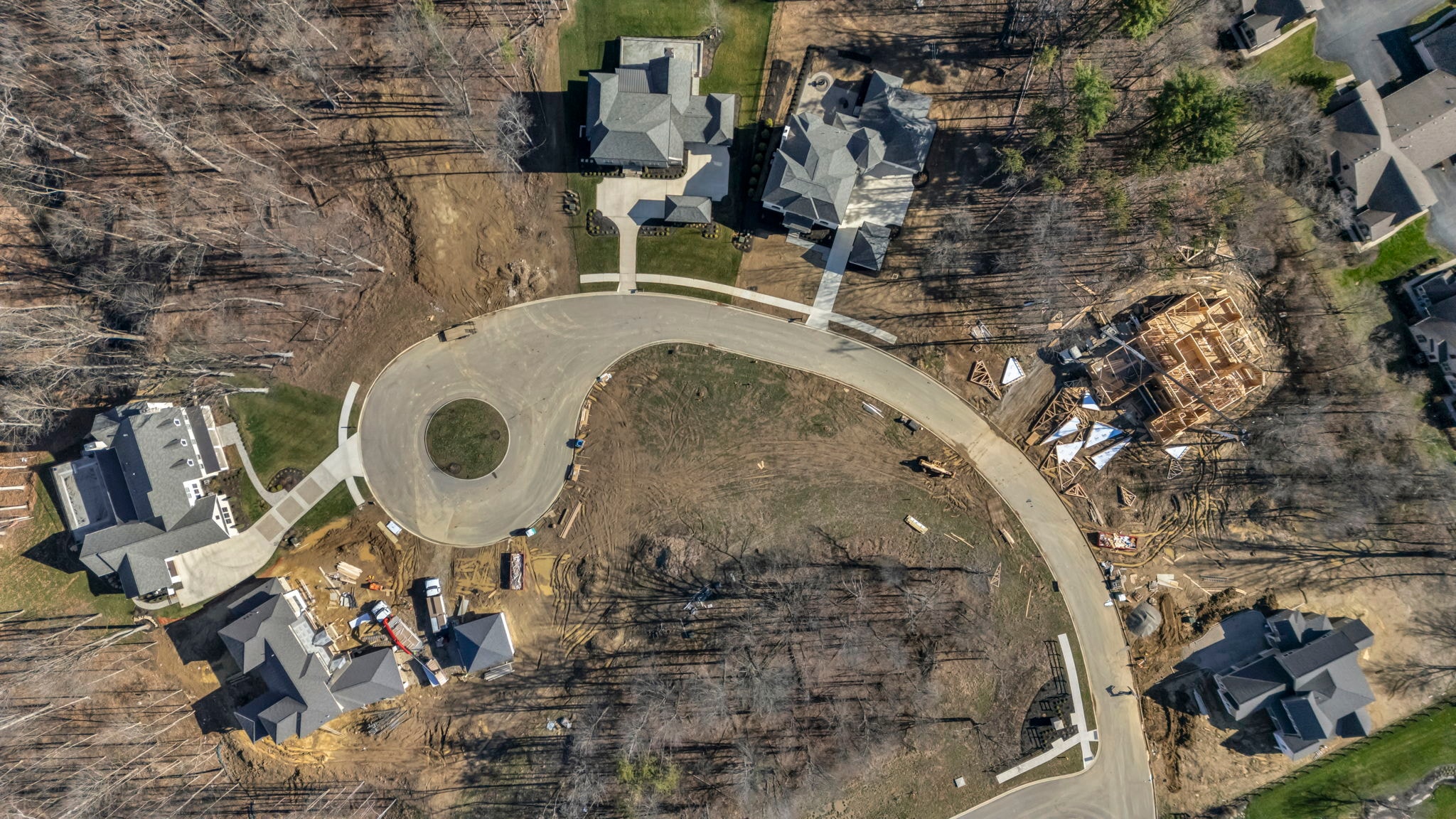 Aerial view of Ravine Run community development